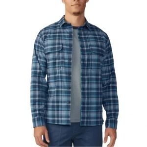 Mountain Hardwear Voyager Blue Plaid Shirt Men’s Size Medium Long Sleeves